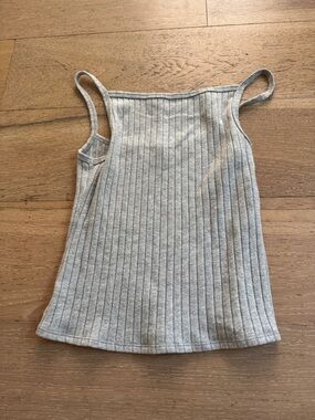 DONNI. Ribbed Square-Neck Cami Tank - Light Gray